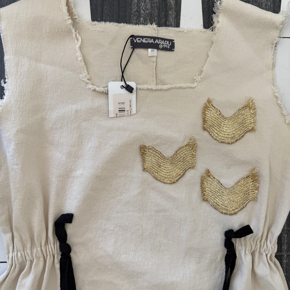 Venera Arapu Donata Dress 100% Cotton Dress with Gold Accents - Picture 3 of 5